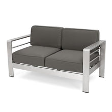 Dancongtea Outdoor Aluminum Loveseat with Weather-Resistant Cushion, Patio Double Seater for Poolside, Garden, Backyard, Grey