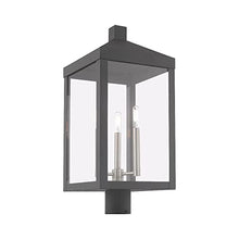 Livex Lighting 20586-80 Nyack - 24" Three Light Outdoor Post Top Lantern, Nordic Gray Finish with Clear Glass