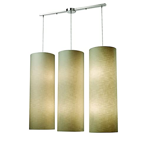 Elk 20160/12L 43x36-Inch Cylinders Fabric Drum Shade Pendant Light Satin Nickel