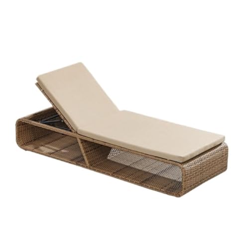 Outdoor Rattan Lounge Chair, Waterproof Pool Beach Garden Hotel Recliner