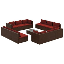 HGKMBRY Brown Modular Garden Lounge Set with Powder-Coated Steel Frame and Removable Cushion Covers, Comfortable Outdoor Seating Set for Patio