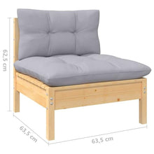 HKQWPBF 10 Piece Patio Lounge Set with Gray Cushions Pinewood