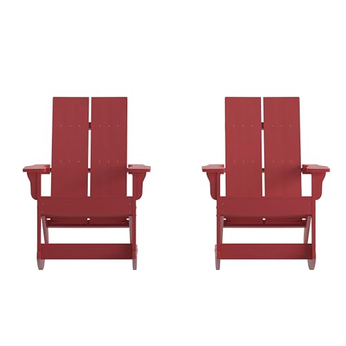 Flash Furniture Adirondack Rocking Chair, 2-Pack, Red