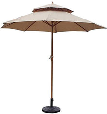 JIIPOREGJ Outdoor Garden Parasols Parasols 9Ft / 270Cm Double Top Garden Patio Umbrella with Crank Handle, Sun Shade Waterproof Protection for Terrace, Balcony, Pool, Beach,Khaki-A