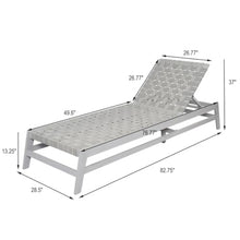 Hassyee Acacia Wood Outdoor Chaise Lounge w/Woven Rope Seat for Poolside, Patio Sun Lounger w/Adjustable Backrest for Garden, Light Grey Sunbed Lounge Chair w/Wooden Frame for Porch, Deck