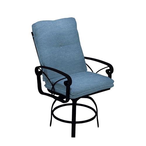 Winston Palazzo Cushion High Back Swivel Balcony Stool Black Night/Spectrum Denim