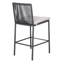 Afuera Living Modern Aluminum Outdoor Counter Chairs, 27 in Seat Height, Powder-Coated Dark Gray Frame, Set of 2, Pebble Weave Design, Brushed Stainless Steel Footrest, Comfortable Patio Seating