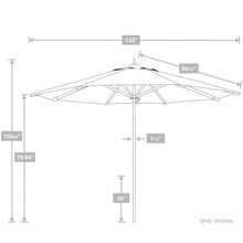OROTLECT 11 Foot Grey Wood Aluminum Patio Umbrella With Fiberglass Ribs And Pulley Lift In Spectrum Mist Sunbrella