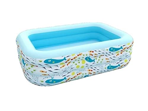 Inflatable Pool Family pool Automatic Inflatable Swimming Pool 3 Ring Rectangular Paddling Pool Thickened Family Lounge Pool For Adults Summer Water Party ( Color : Blue , Size : 210*135*60cm )