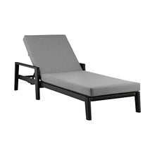 Armen Living Grand Modern Adjustable Metal and Wicker Outdoor Patio Chaise Lounge Chair Black