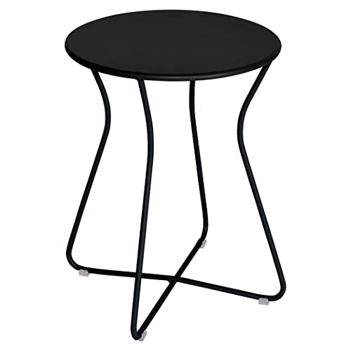 Fermob Cocotte Stool - Modern 18" High Backless Steel Stool with Round Seat - Indoor/Outdoor Use in Liquorice Black