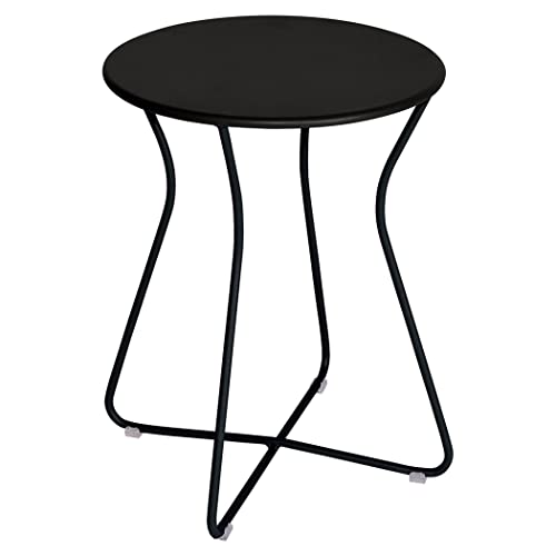 Fermob Cocotte Stool - Modern 18" High Backless Steel Stool with Round Seat - Indoor/Outdoor Use in Liquorice Black