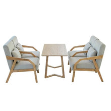 JOSOGO 3-Piece Outdoor Indoor Seating Set, Water-Resistant Solid Wood Frame with Fade-Proof Light Gray Cushions for Garden & Reading Nook(7)