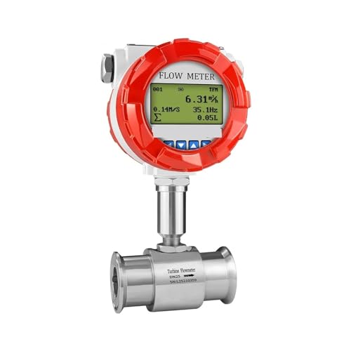 Water Flow Meter, Digital Flow Meter 1 2 Inch Clamp Flowmeter Stainless Steel Liquid Alcohol Water Flow,for Outdoor Garden Hose Watering(DN32 SS304)