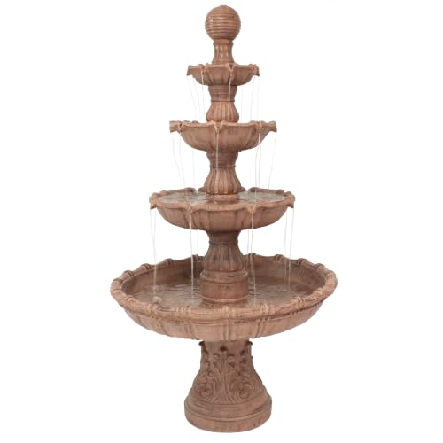 Sunnydaze 80" 4-Tier Traditional Large Outdoor Water Fountain with Ball Top