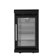 Outdoor Kitchen Island Beverage Refrigerator Cabinet with Single Glass Door,Granite Countertop,68L Undercounter Cooler,Adjustable Shelves, Locking Wheels, Quiet Compressor for Patio BBQ Prep (Black)