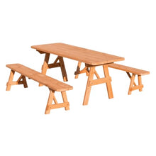 Keystone Amish Co. 8’ Franklin Red Cedar Table with 4-4’Benches, Natural Stain