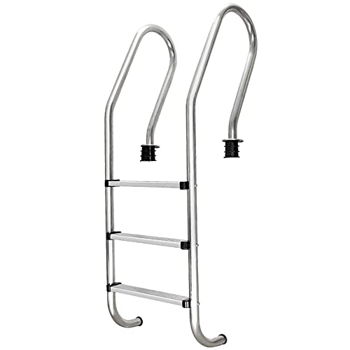 Swimming Pool Escalator 304 Stainless Steel Swimming Pool Ladder Underground Swimming Pool Entrance hot Spring handrail 3 Anti-Skid Pedals Embedded/Silver / 50cm (Silver 50cm)