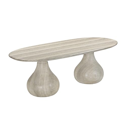TOV Furniture Smooch Faux Travertine Indoor/Outdoor Pedestal Dining Table