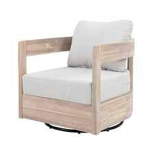 Christopher Knight Home Telluride Outdoor Acacia Wood Swivel Club Chair Set of 2 with Removable Cushion, 360° Rotating Patio Armchair for Garden, Balcony, or Poolside Seating, Beige+Light White