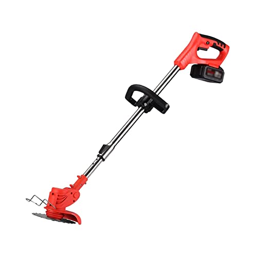 String Trimmer Electric Lawn Mower Small Household Lawn Mower The Best Assistant for Gardens and Farms with Plastic Blade Lithium Battery Charger (13000ma Battery*2)