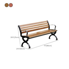 TBLOTYD Modern Outdoor Park Bench - 71" Corrosion Resistant Metal Frame, Light Brown Wooden Seating with Backrest, Ideal for Patio, Lawn, Yard, Porch - Stylish Garden F
