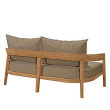 Modway Brisbane Modern Teak Wood/Fabric Patio Loveseat Natural Light Brown