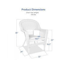 Jeco Wicker Patio Chairs - Set of 2 Outdoor Resin Wicker Chairs White