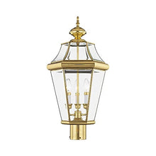 Livex Lighting 2364-01 3-Light Outdoor Post Lantern, Antique Brass