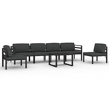KTHLBRH 7-Piece Garden Lounge Set with Cushions, Anthracite Aluminium Frame and 100% Polyester Fabric for Outdoor Patio, Modular Design with Weather-Resistant and Durable
