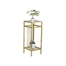 2-Layer Sofa Table, Square End Table with Iron Frame, Marble, Lamp Table for Small Spaces Florist's Coffee Shop(Size:60CM,Color:White)