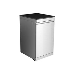 Stainless Steel Outdoor Kitchen Storage Cabinet with Granite Worktop,Reversible Door,Adjustable Leveling Wheels,Ventilated Utility Island Module for BBQ Prep Station,Grill Cart Accessory (Silver)