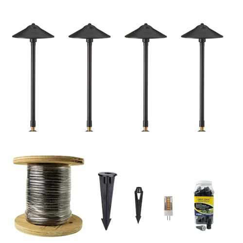 VOLT 12V Brass Max Spread LED Path Light 4-Pack Expansion Kit (Black)