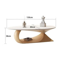 DINBOZ26X Living Room Table Modern Minimalist Round Coffee Table Set Solid Wood and Stone Top, Space-Saving Design for Small Living Rooms Outdoor Side Table