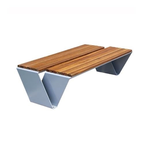 LUYOUBOZHU Patio Benches Light Brown Large Backless Outdoor Bench for Two Leisure Park Stainless Steel