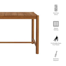 Modway Eleni 56-Inch Outdoor Teak Wood Bar Table in Natural – Rectangular Patio Bar Table with Slatted Top for Patios, Decks, Or Gardens