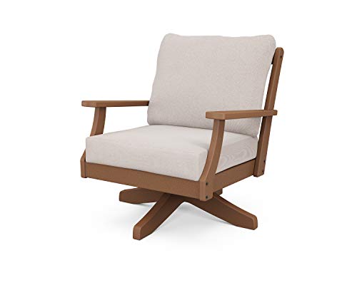 POLYWOOD® Braxton Deep Seating Swivel Chair in Teak/Dune Burlap