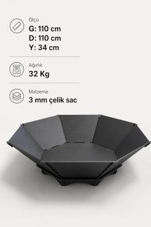 Octahedral Fire Pit 47.2 x 47.2 x 13.4 inches, 0.12 in Steel Sheet Garden Patio Fireplace, Outdoor Living Decor, Fully Assembled, Modern Geometric Design, Black Matte Finish
