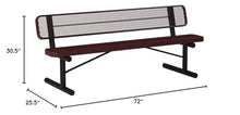 COATEDOUTDOORFURNITURE Bench, Red, Expanded, 6Ft, with Back, Portable