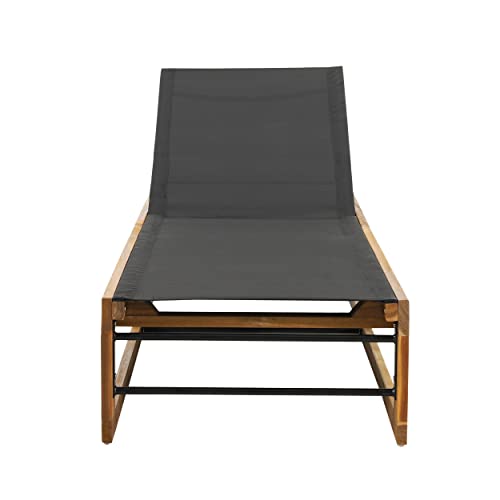 Christopher Knight Home Emile Outdoor Adjustable Chaise Lounges Set of 2 Black Teak