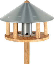 Esschert Design Round Oak Bird Table with Zinc Roof