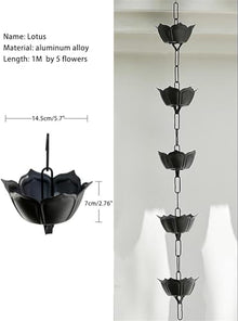YUSIWOAL Rain Chain for Gutters, Aluminium Outdoor Water Chain Downpipe for Patios, Gardens and Terraces(Style 1,2.5m/8ft)
