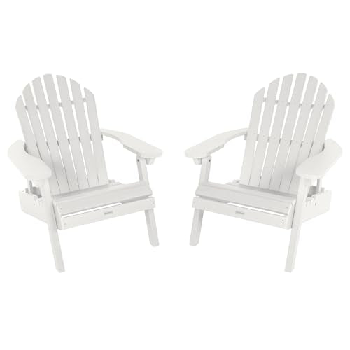 highwood AD-KITCHL6-WHE Hamilton Folding and Reclining Adirondack Chairs, 2-Piece Set, White