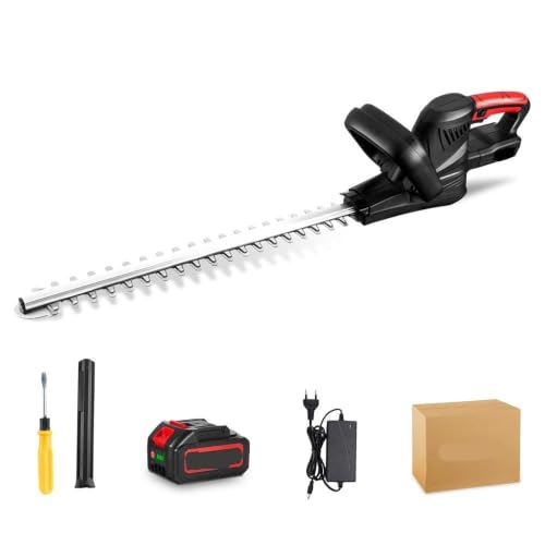ZqRfJm 2000W Brushless Electric Hedge Trimmer Cordless Household Garden Tools for Battery Pin(1 Battery 1EU Plug)