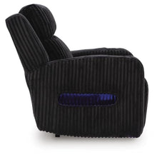 Rumy Power Recliner Chair with Blue LED, Cup-Holder, Black Corded Polyester