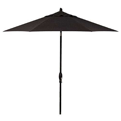 Treasure Garden 9ft Patio Umbrella - Outdoor Furniture Market Umbrella – Deluxe Auto-Tilt – Black Aluminum Frame (Sunbrella, Black)