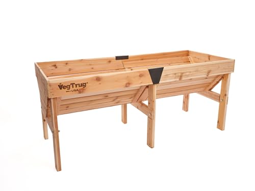 VegTrug Classic Raised Bed, Natural, Medium 1.8m - Made in USA - Uncoated Red Cedar Wood V-Shaped Garden Bed for Outdoor Gardening - Ergonomic Design for Balcony, Patio & Small Spaces