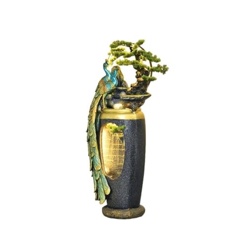 Outdoor Water Fountain Flowing Water Ornament, Floor Standing Decorative Vase for Living Room, Entrance Door or Next to Tv Cabinet(Medium)