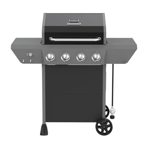 Megamaster Propane 4-Burner Gas Grill, Side Table wiht Warming Rack & Hook