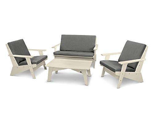 POLYWOOD® Riviera Modern Lounge 4-Piece Set in Sand/Blend Coal